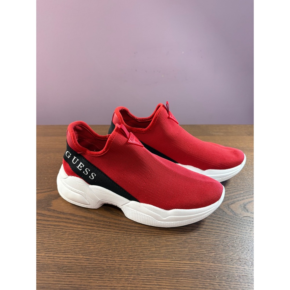 Guess Sneakers Women 7.5 Red Slip On Knit Sock Trainers WGLAKELEE - Picture 2 of 9